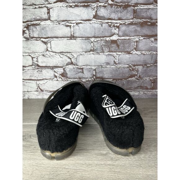 UGG Fuzzita Black Fur Slingback Slipper Platform Sandals Women 10US/41EU 1135237 - Picture 5 of 16